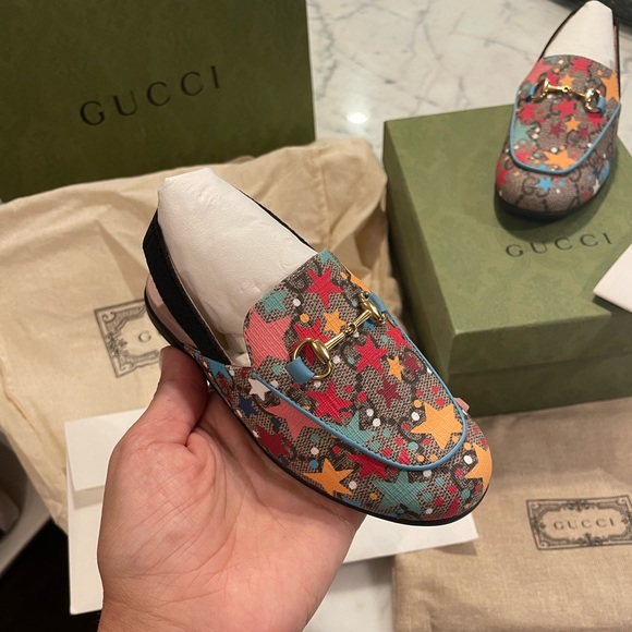 Gucci kids princetown slingback loafers GG supreme star horsebit mule toddlers - Picture 2 of 12